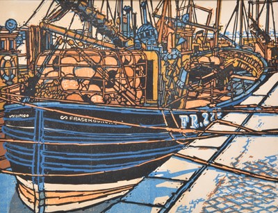 Lot 14 - Henry John Jackson (b.1938) Boats, two linocuts (2)