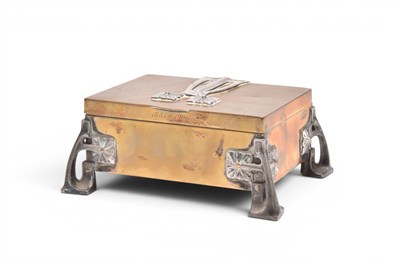 Lot 43 - An Art Nouveau brass cigar box