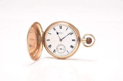 Lot 331 - Waltham: A 9ct gold hunter pocket watch