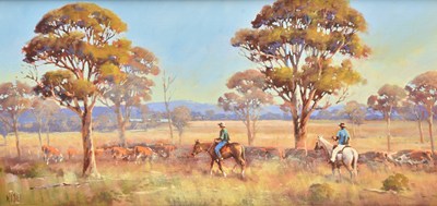 Lot 18 - William O’Shea (b.1934) Stockmen Driving Cattle