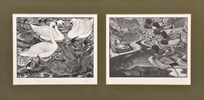 Lot 93 - Colin See Paynton (b.1946) Mute Swans and Carp II with Mallard and Pike (2)