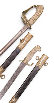 Lot Victorian Royal Navy Officer's sword by Whiteman and a similar Midshipman's dirk