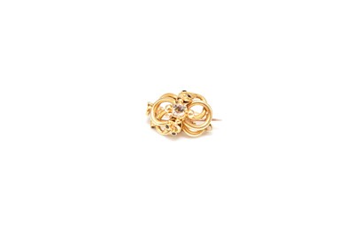 Lot 280 - A yellow metal, diamond and sapphire entwined snake brooch