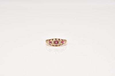 Lot 140 - An early 20th century 18ct gold untested ruby and diamond ring