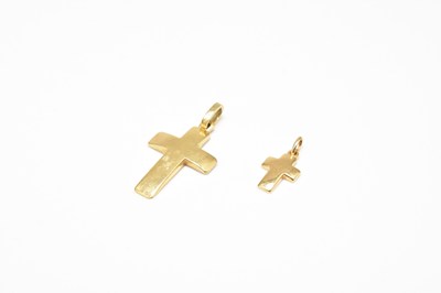 Lot 286 - Two yellow metal cross pendants