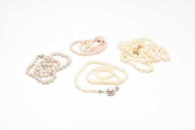 Lot 252 - Four cultured pearl necklaces