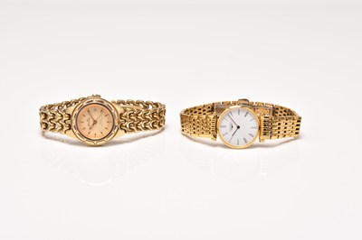 Lot 350 - Longines and Ellesse: Two lady's gold plated bracelet watches