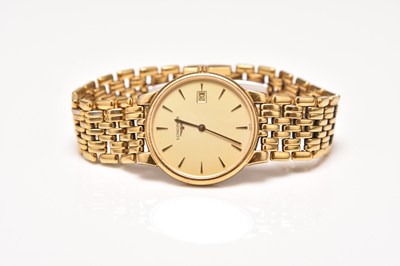 Lot 349 - Longines: A gentleman's gold plated bracelet watch