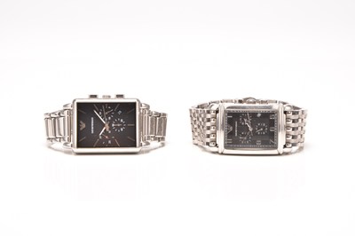 Lot 360 - Emporio Armani: Two gentleman's stainless steel chronograph watches