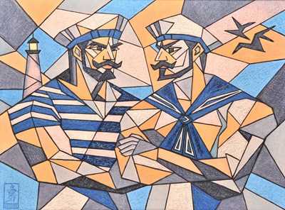Lot 51 - Brent Hixon (British b.1961) Cubist Sailors